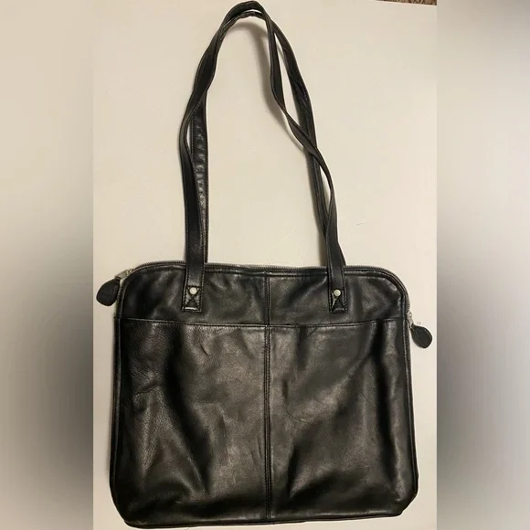 Jill Bags Jjill Black Leather Shoulder Bag Purse Work Bag